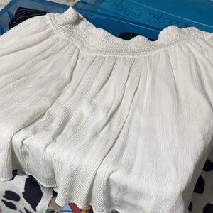 Torrid White Smocked-Waist Pleated Skirt -